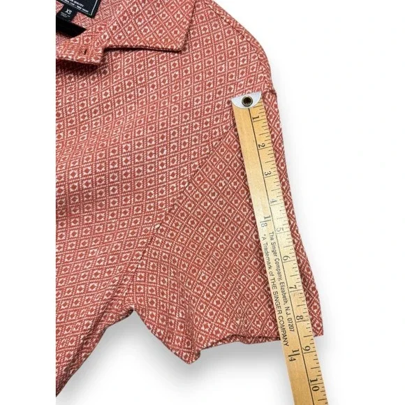 Todd Snyder Cabana Shirt Mens XS Rustic Orange Diamond Linen Cotton Short Sleeve - Picture 10 of 11